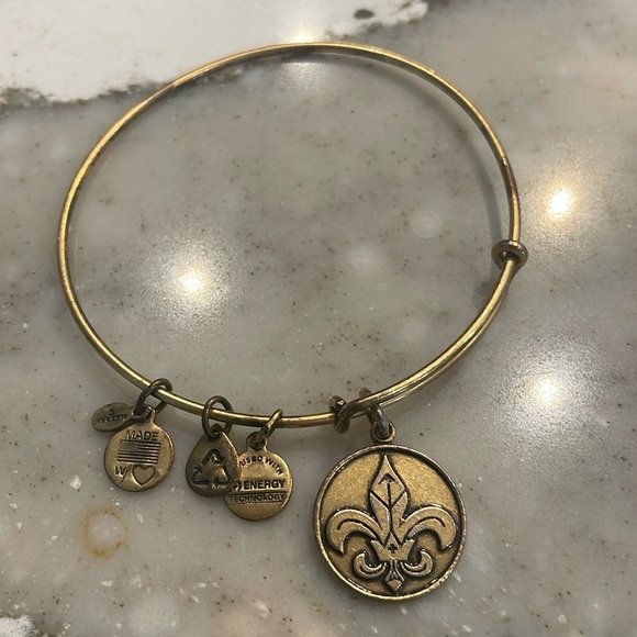 Alex and Ani Fleur de Lis Charm Adjustable Bangle Bracelet - Picture 1 of 3
